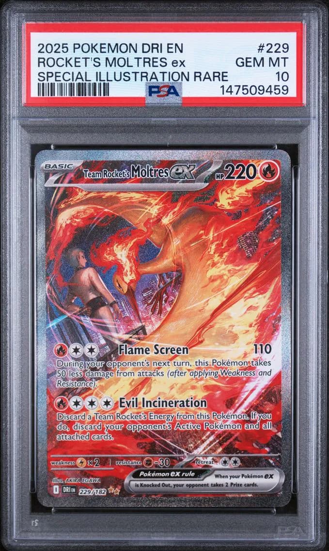 Team Rocket's Moltres EX, Destined Rivals, PSA 10