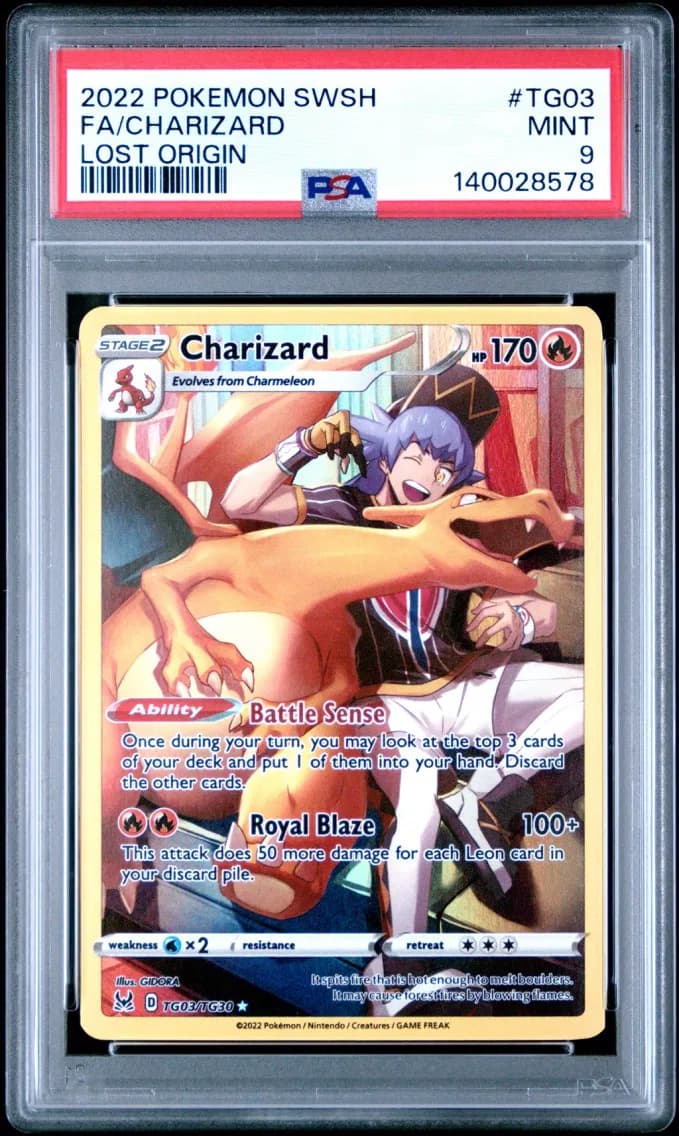 Charizard, Sword & Shield Lost Origin, PSA 9