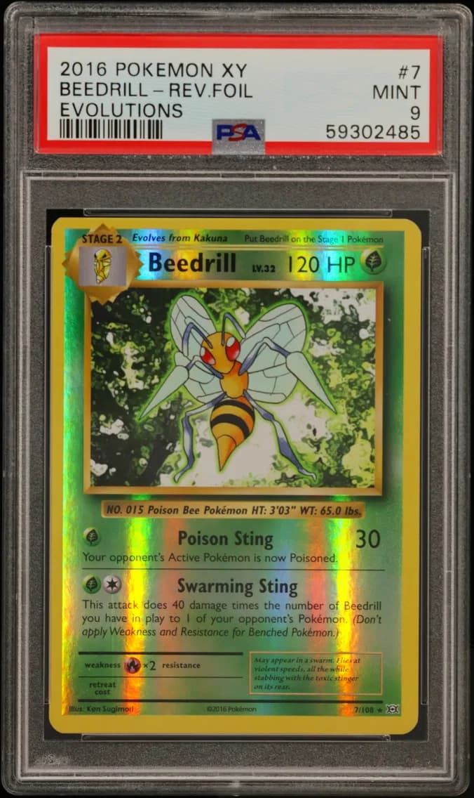 Beedrill-Reverse Foil, XY Evolutions, PSA 9