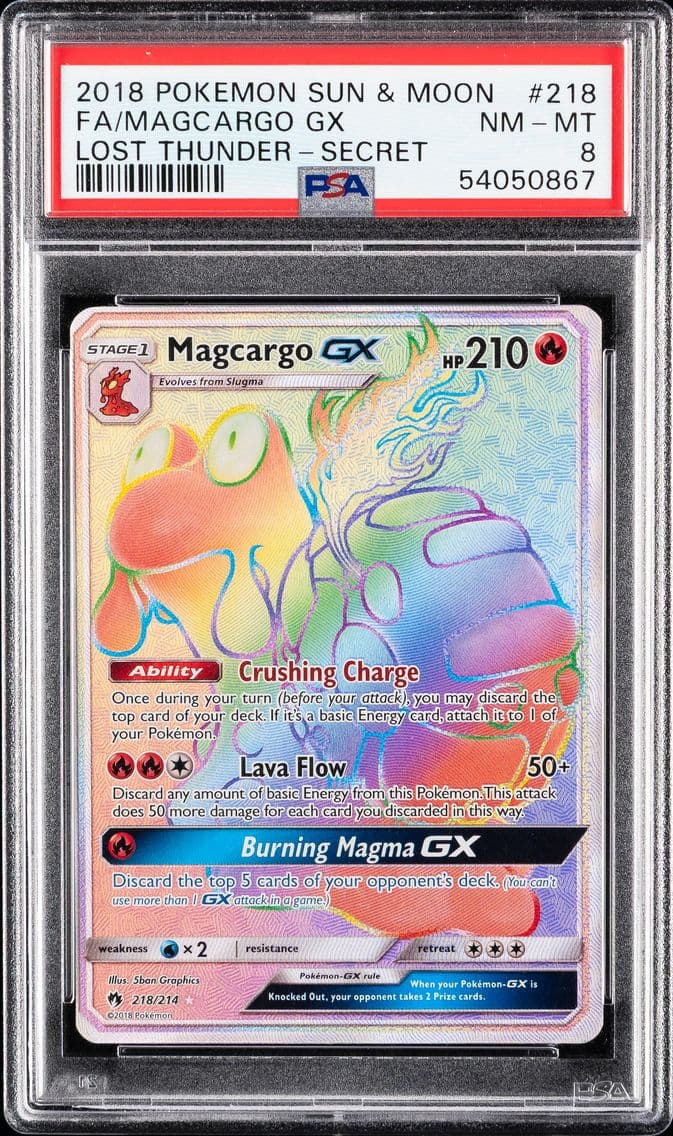Magcargo GX, Sun & Moon Lost Thunder, PSA 8