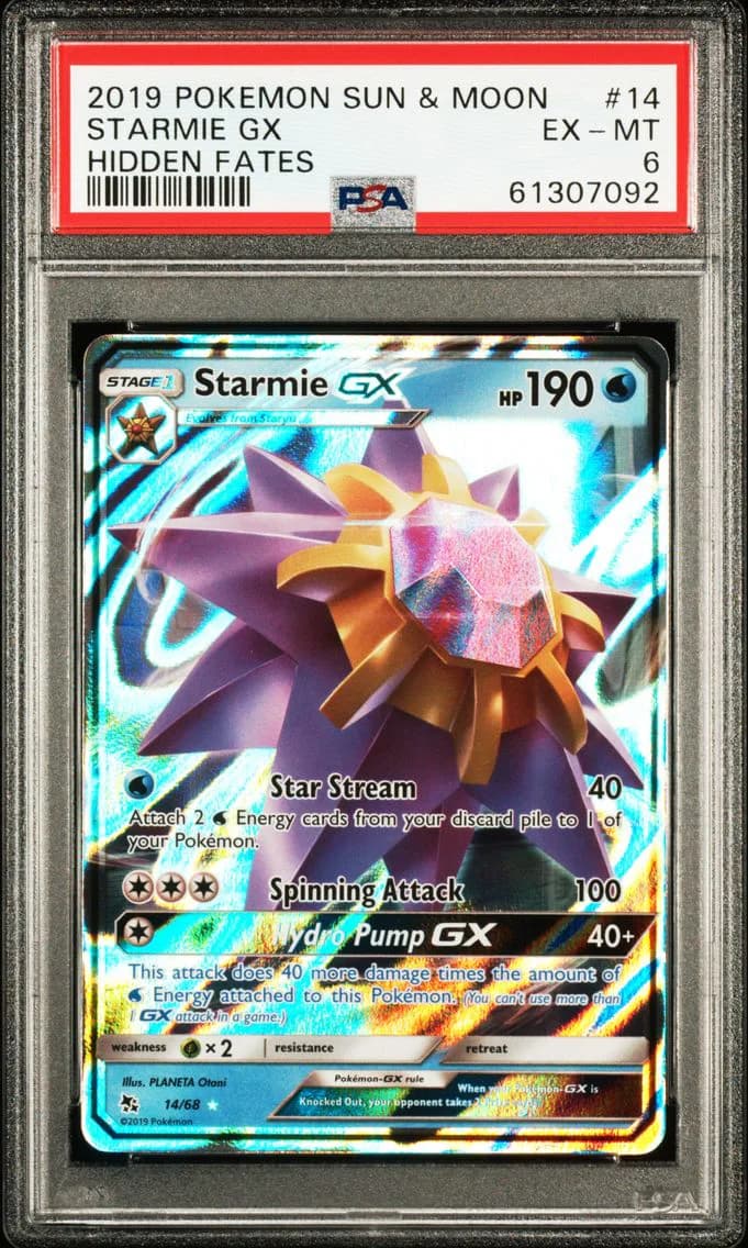 Starmie GX, Sun & Moon Hidden Fates, PSA 6