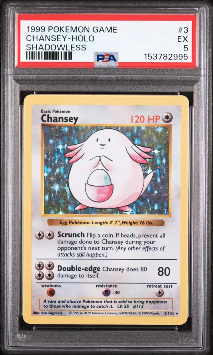 Chansey-Holo Shadowless, Game, PSA 5