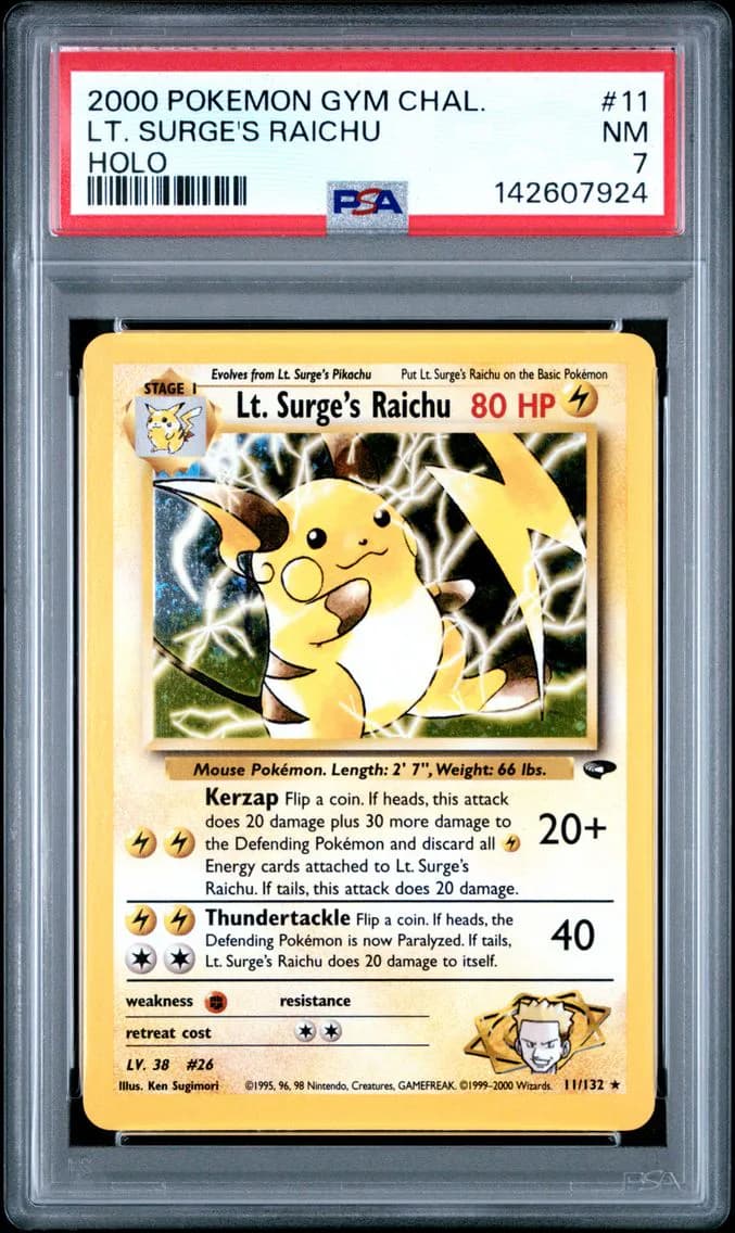 LT. Surge's Raichu, Gym Challenge, PSA 7