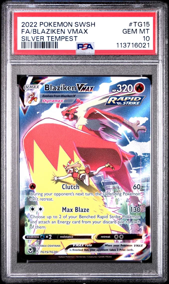 Blaziken VMAX, Sword & Shield Silver Tempest, PSA 10