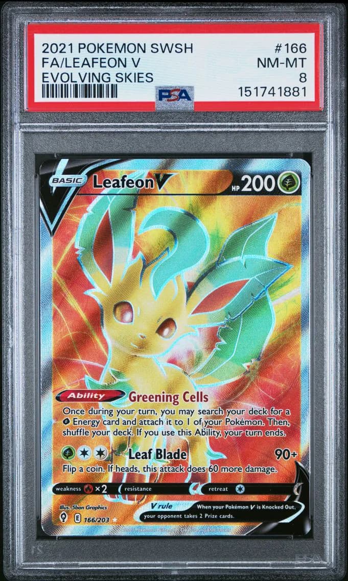 Leafeon V, Sword & Shield Evolving Skies, PSA 8