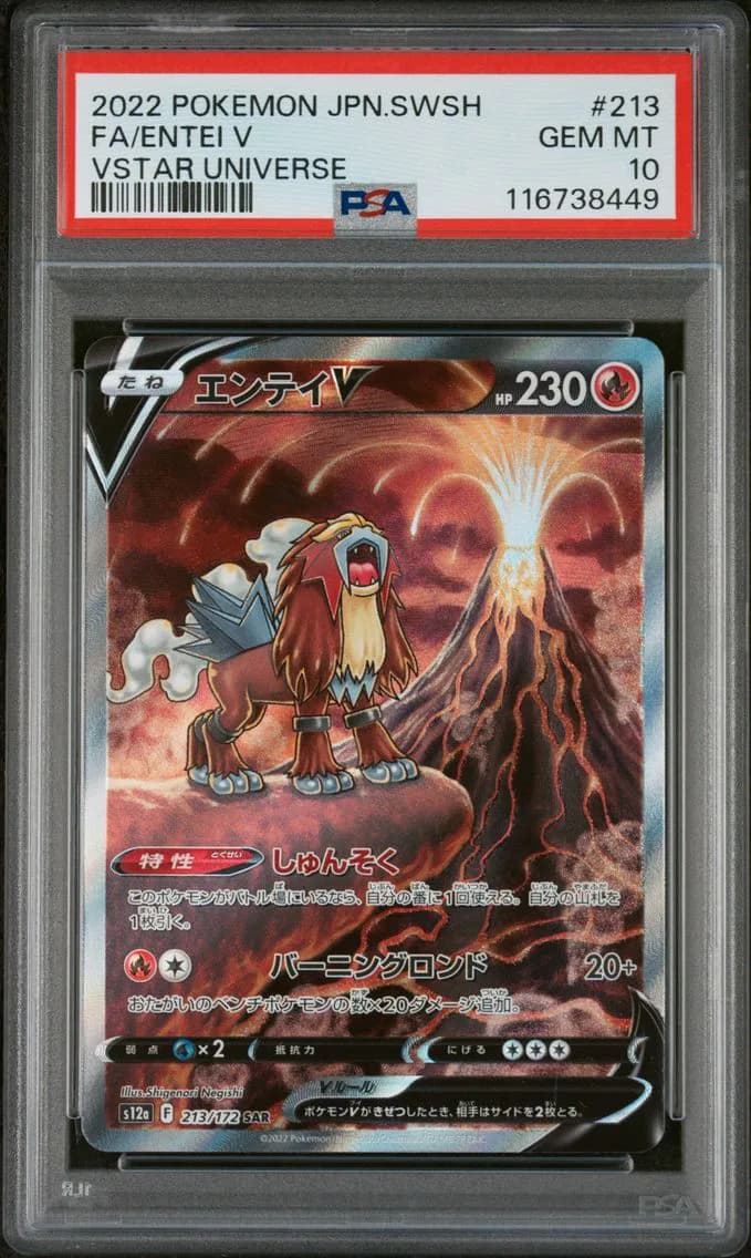 Entei V, Japanese Sword & Shield Vstar Universe, PSA 10