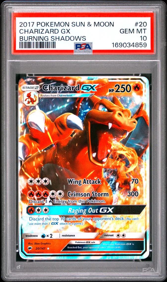 Charizard GX, Sun & Moon Burning Shadows, PSA 10