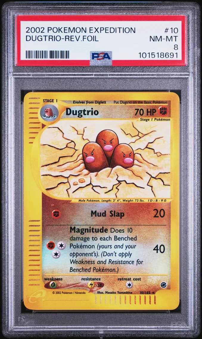 Dugtrio-Reverse Foil, Expedition, PSA 8