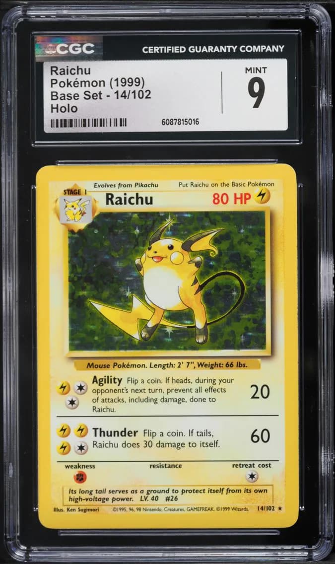 Raichu-Holo, Base Set - Unlimited, CGC 9