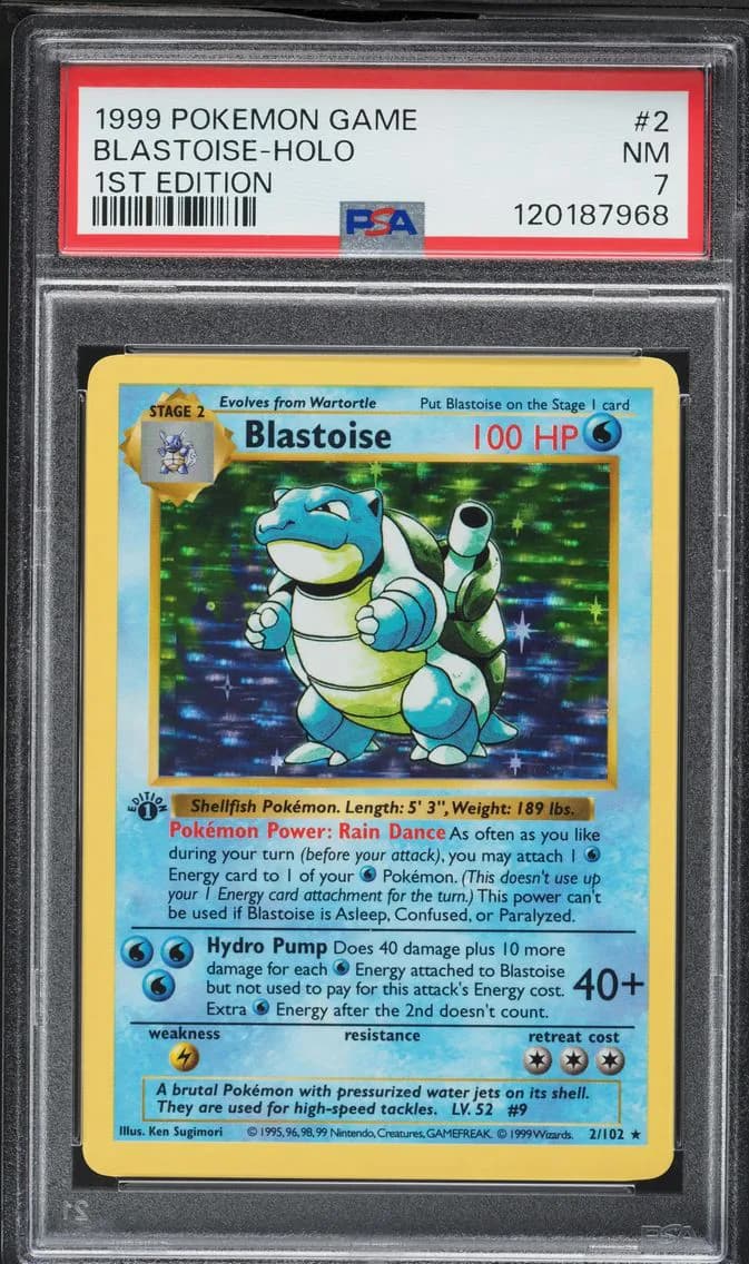 Blastoise-Holo 1st Edition, Game, PSA 7