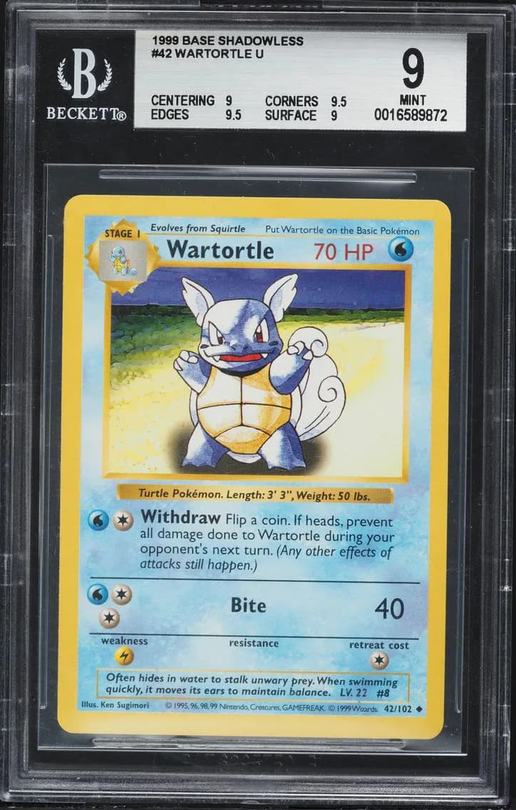Wartortle, Base Shadowless, BGS 9