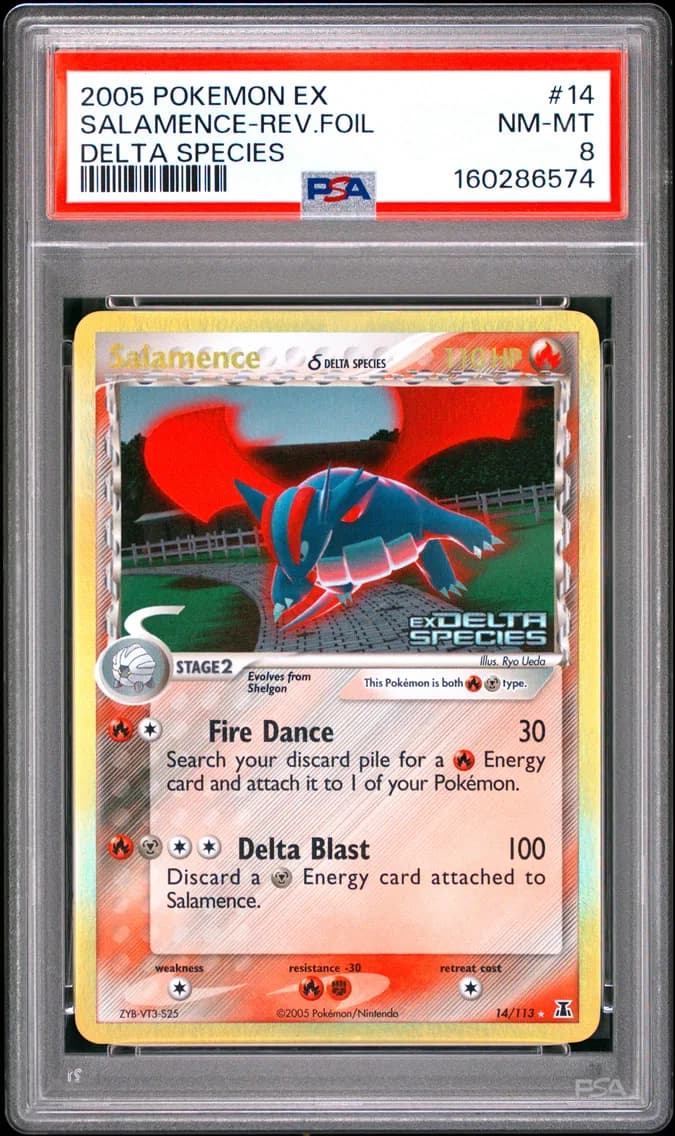 Salamence-Reverse Foil, EX Delta Species, PSA 8