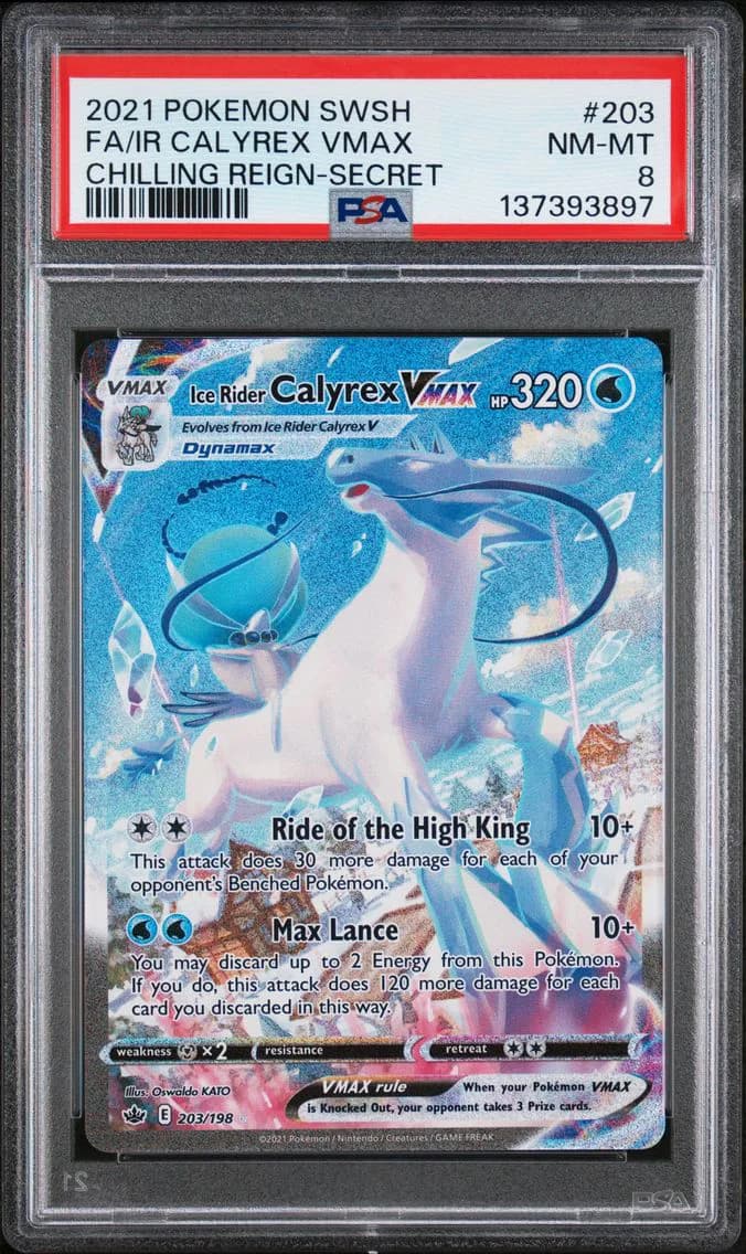 Ice Rider Calyrex VMAX, Sword & Shield Chilling Reign, PSA 8