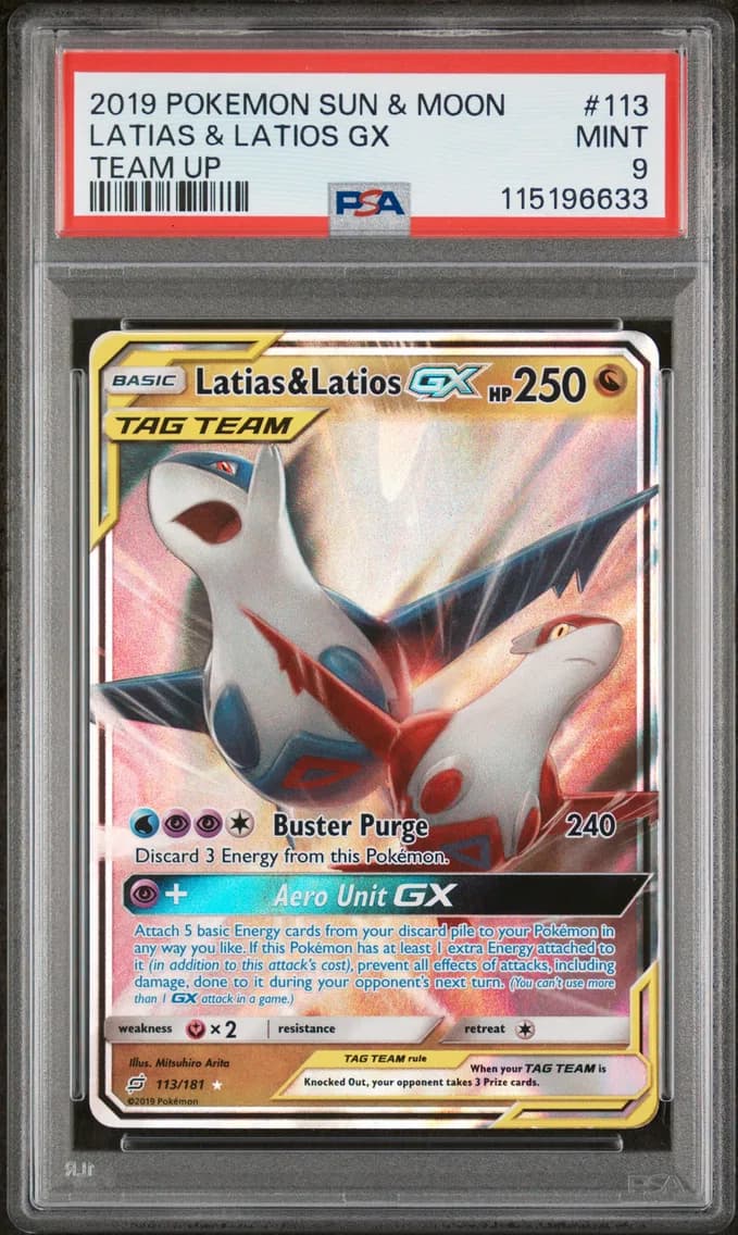 Latias & Latios GX, Sun & Moon Team Up, PSA 9