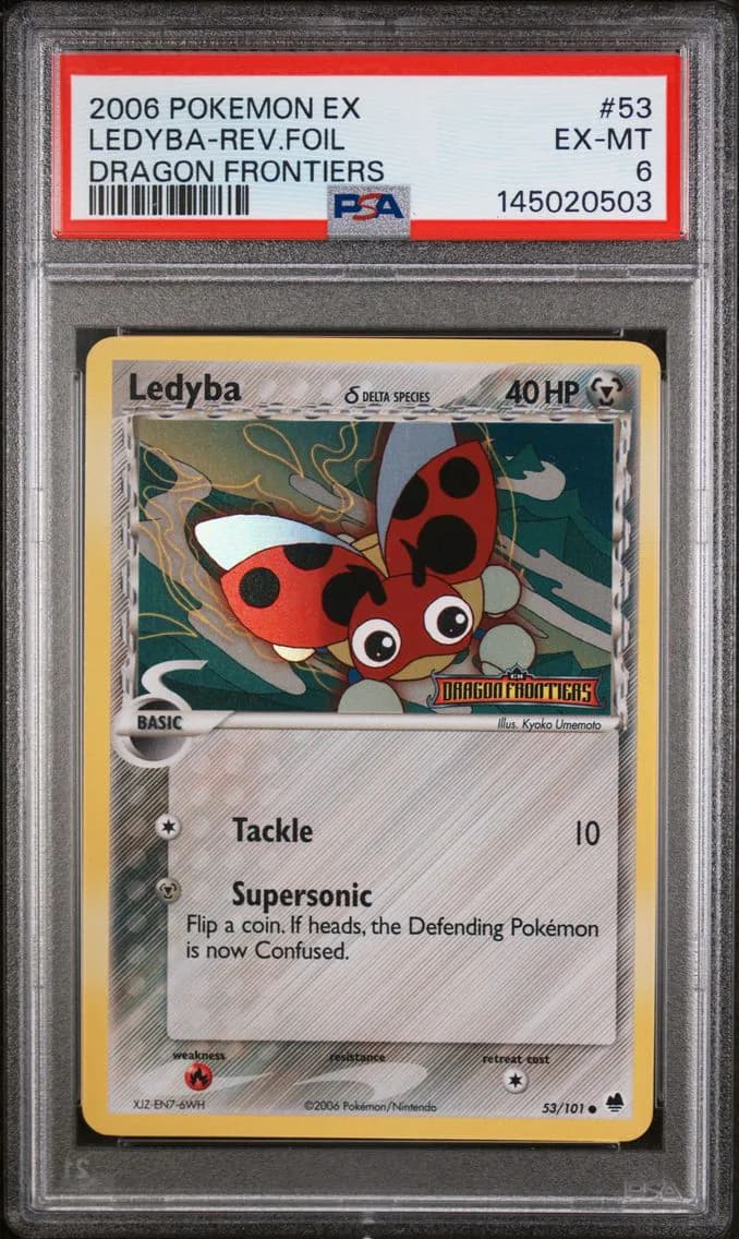 Ledyba-Reverse Foil, EX Dragon Frontiers, PSA 6