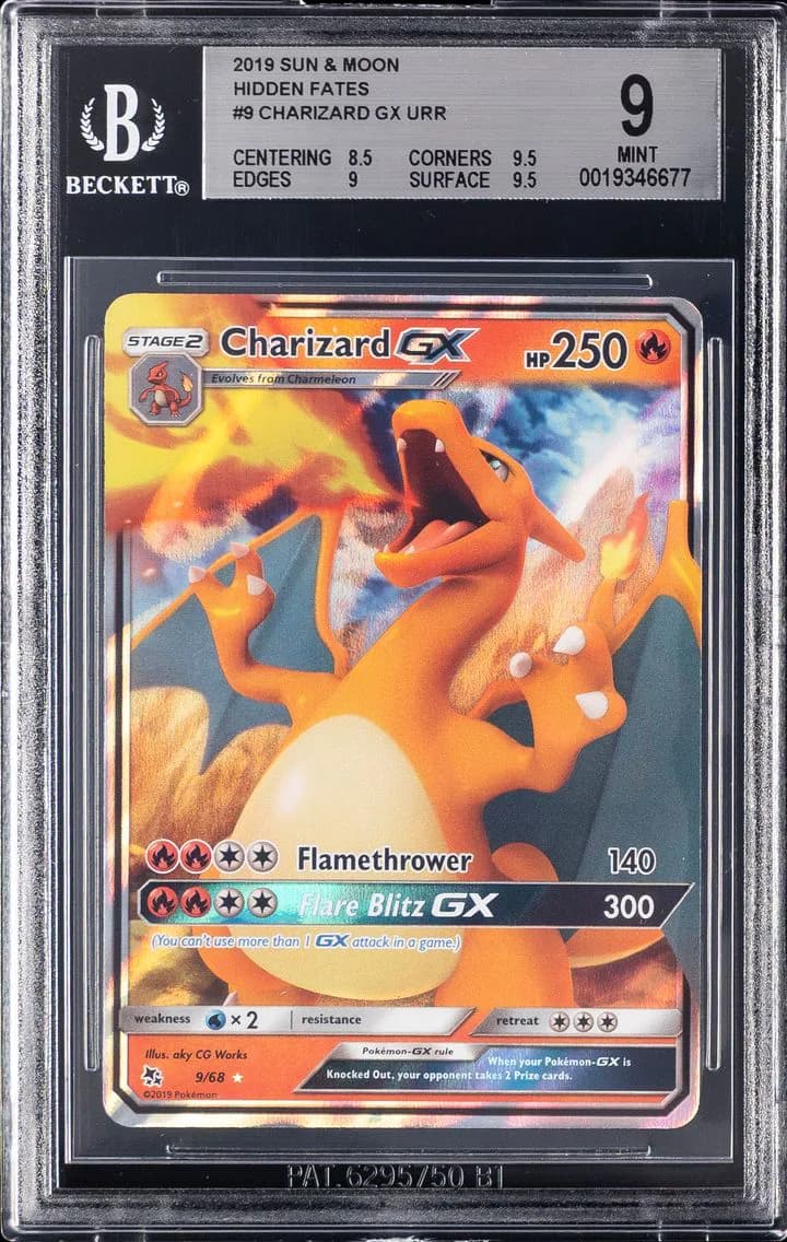 Charizard GX, Sun and Moon Hidden Fates, BGS 9