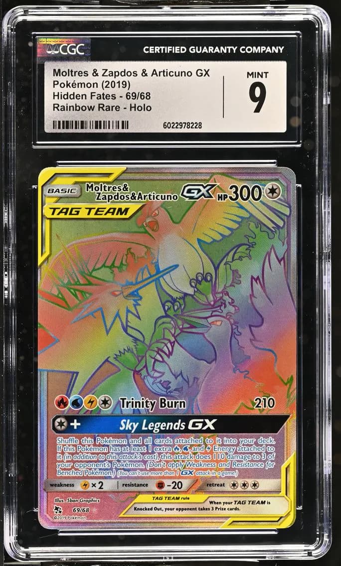 Moltres & Zapdos & Articuno GX, Hidden Fates, CGC 9