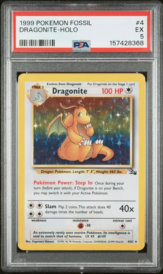 Dragonite-Holo, Fossil, PSA 5