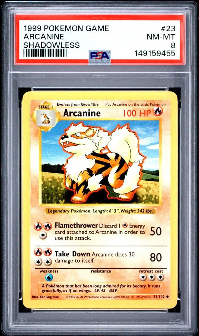 Arcanine Shadowless, Game, PSA 8
