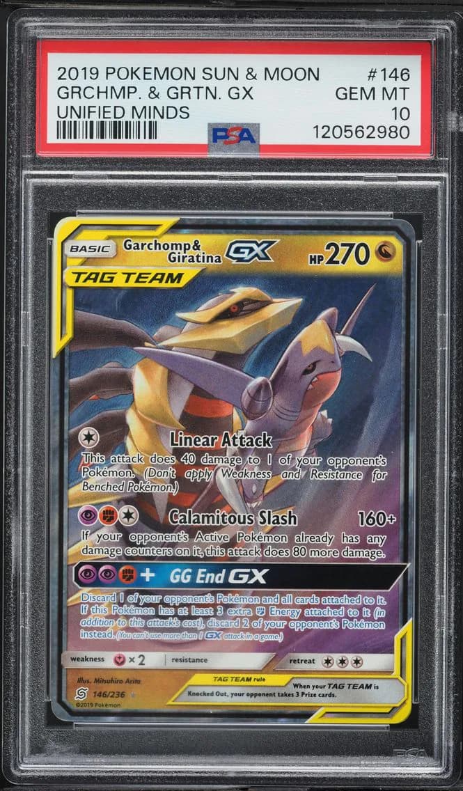 Garchomp & Giratina GX, Sun & Moon Unified Minds, PSA 10