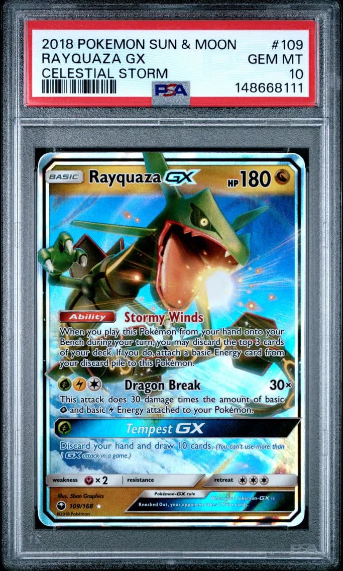 Rayquaza GX, Sun & Moon Celestial Storm, PSA 10