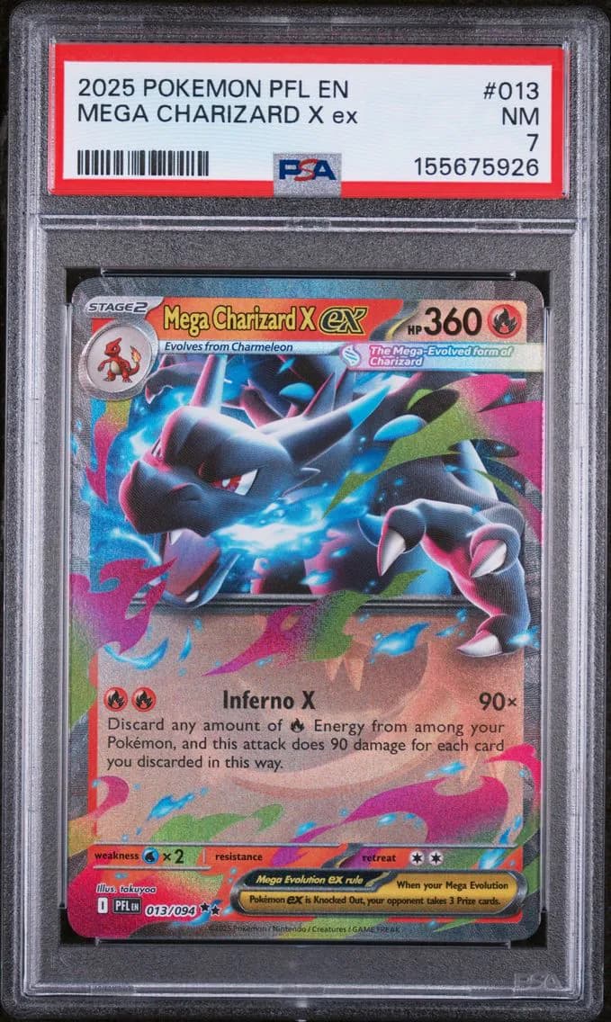 Mega Charizard X EX, Phantasmal Flames, PSA 7