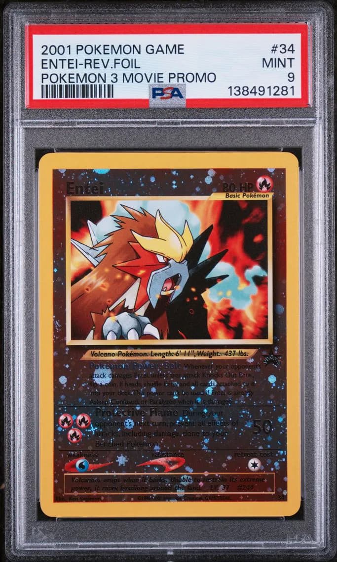 Entei-Reverse Foil, Game Movie, PSA 9