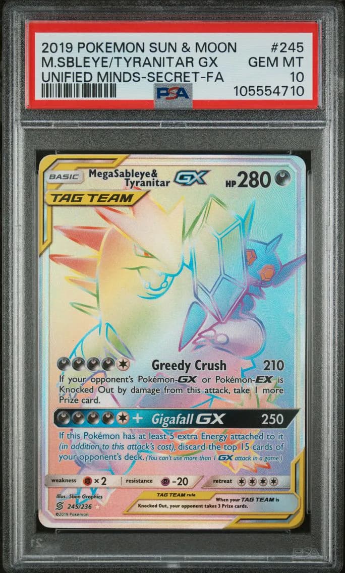 Mega Sableye & Tyranitar GX, Sun & Moon Unified Minds, PSA 10