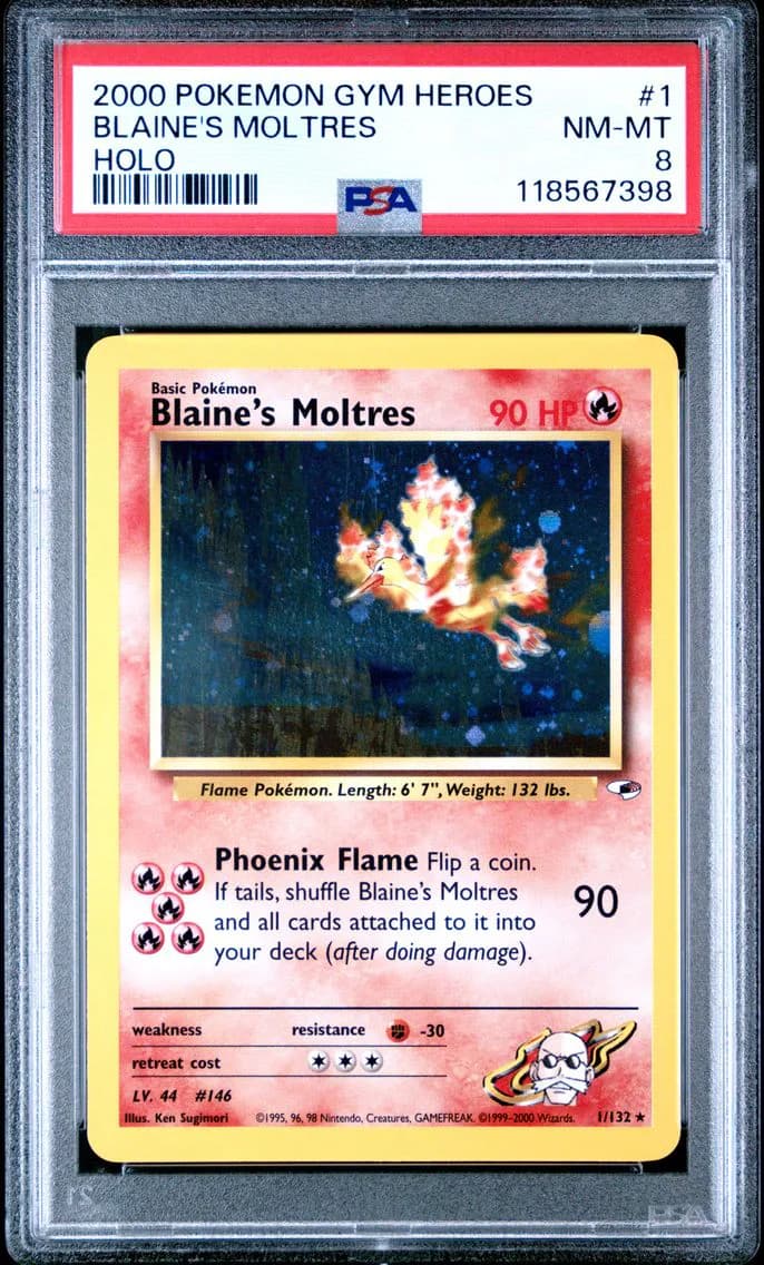 Blaine's Moltres, Gym Heroes, PSA 8