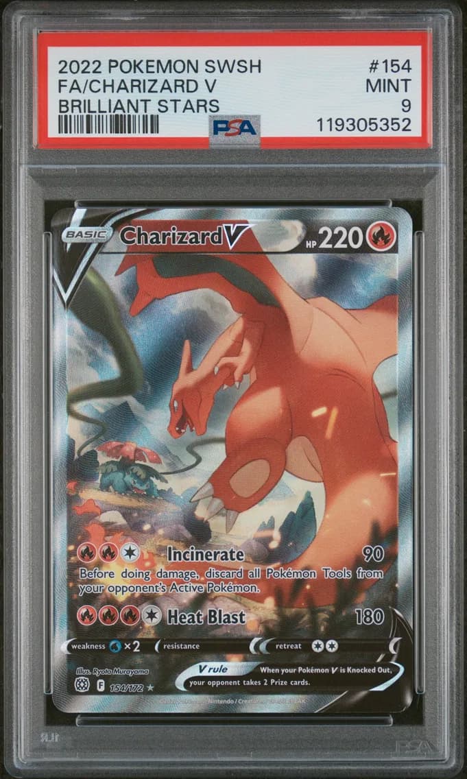 Charizard V, Sword & Shield Brilliant Stars, PSA 9