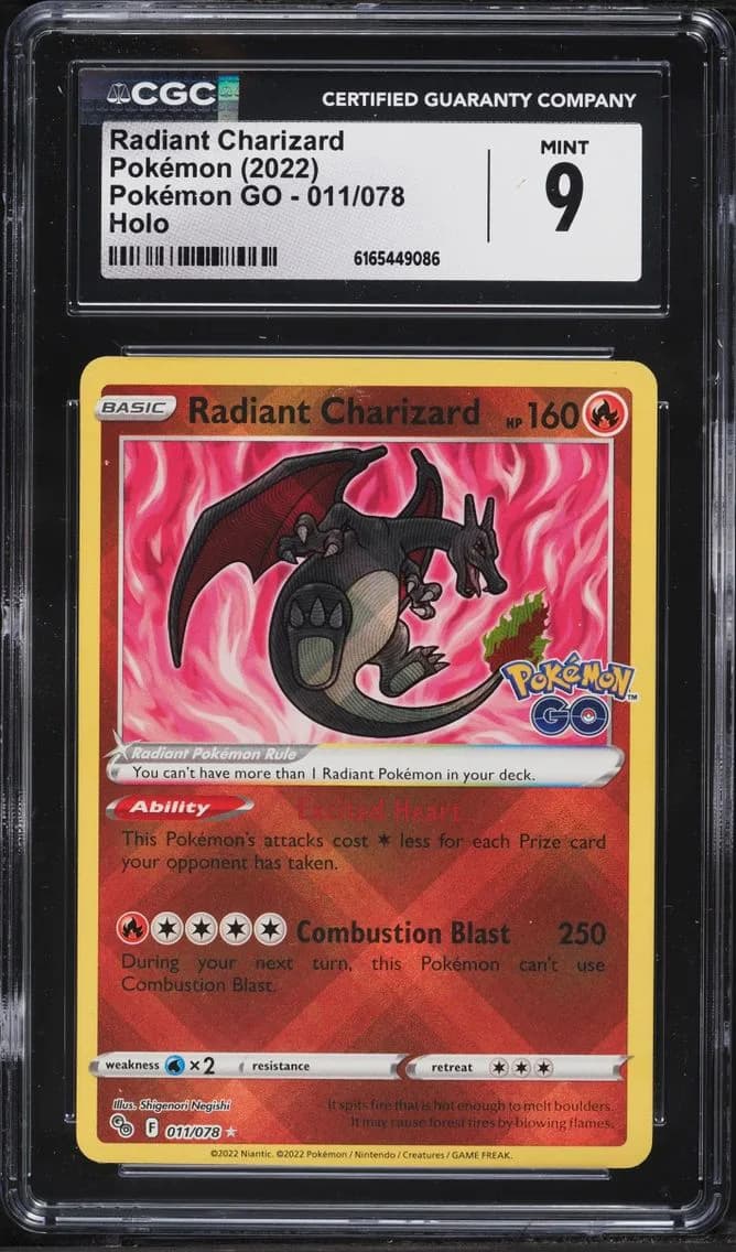 Radiant Charizard, Pokémon GO, CGC 9