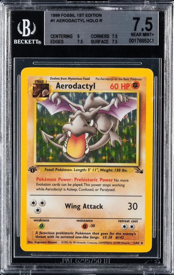 Aerodactyl-Holo 1st Edition, Fossil 1st Edition, BGS 7.5