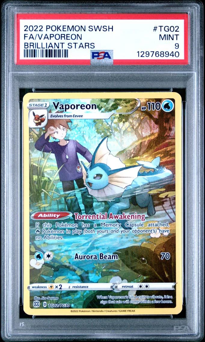 Vaporeon, Sword & Shield Brilliant Stars, PSA 9