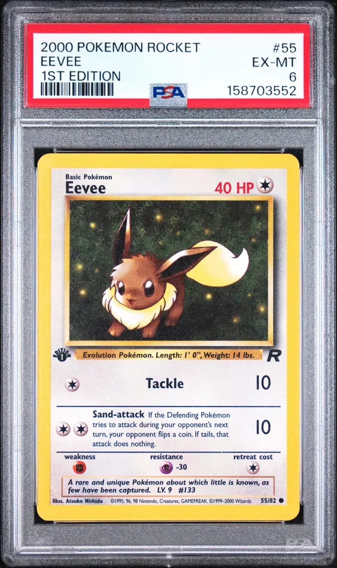 Eevee 1st Edition, Rocket, PSA 6