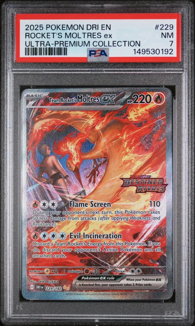 Team Rocket's Moltres EX, Destined Rivals, PSA 7