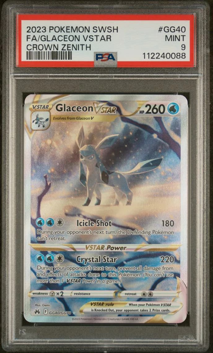 Glaceon VSTAR, Sword and Shield Crown Zenith, PSA 9