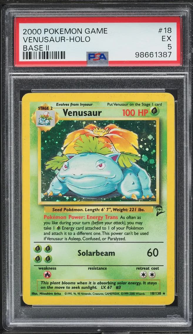 Venusaur-Holo, Game Base II, PSA 5