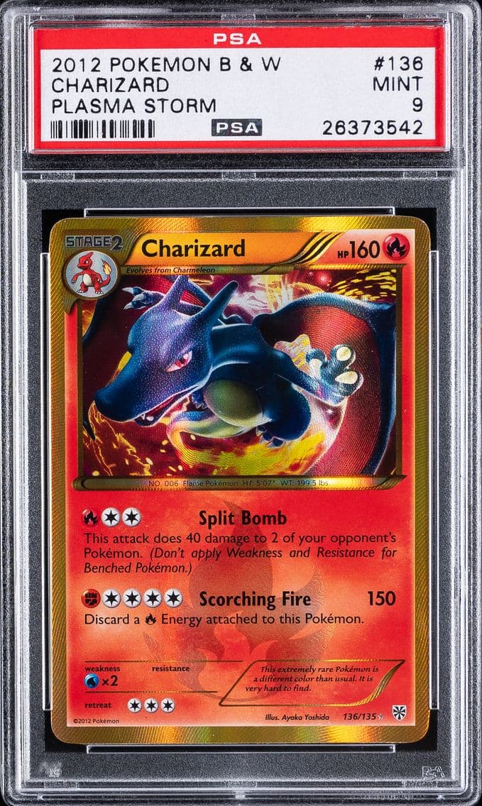 Charizard, Black & White Plasma Storm, PSA 9