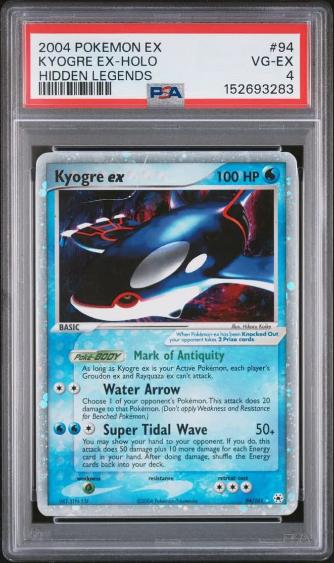 Kyogre EX-Holo, EX Hidden Legends, PSA 4