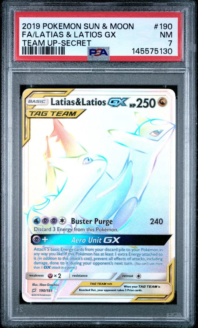 Latias & Latios GX, Sun & Moon Team Up, PSA 7