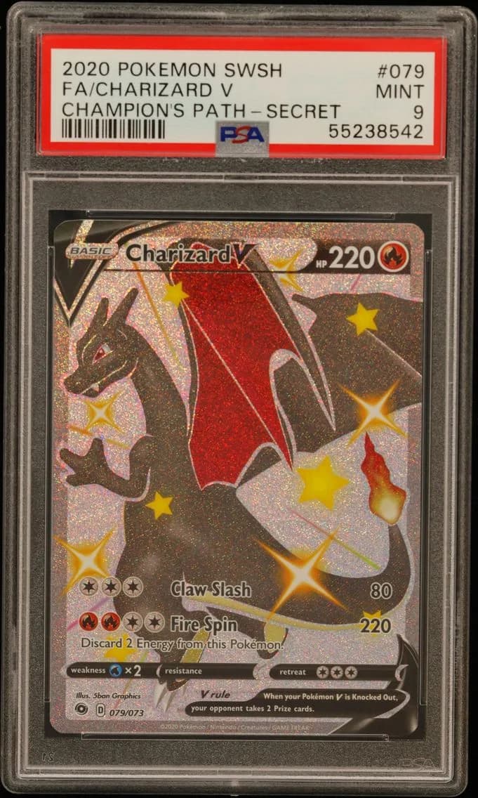 Charizard V, Sword & Shield Champion's Path, PSA 9