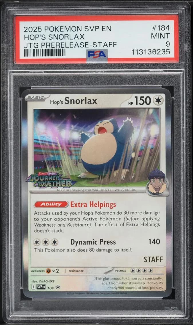 Hop's Snorlax, SV Black Star Promo, PSA 9