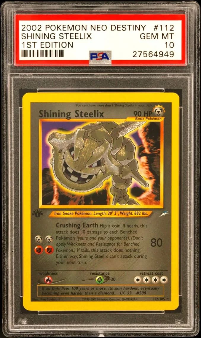 Shining Steelix 1st Edition, Neo Destiny, PSA 10