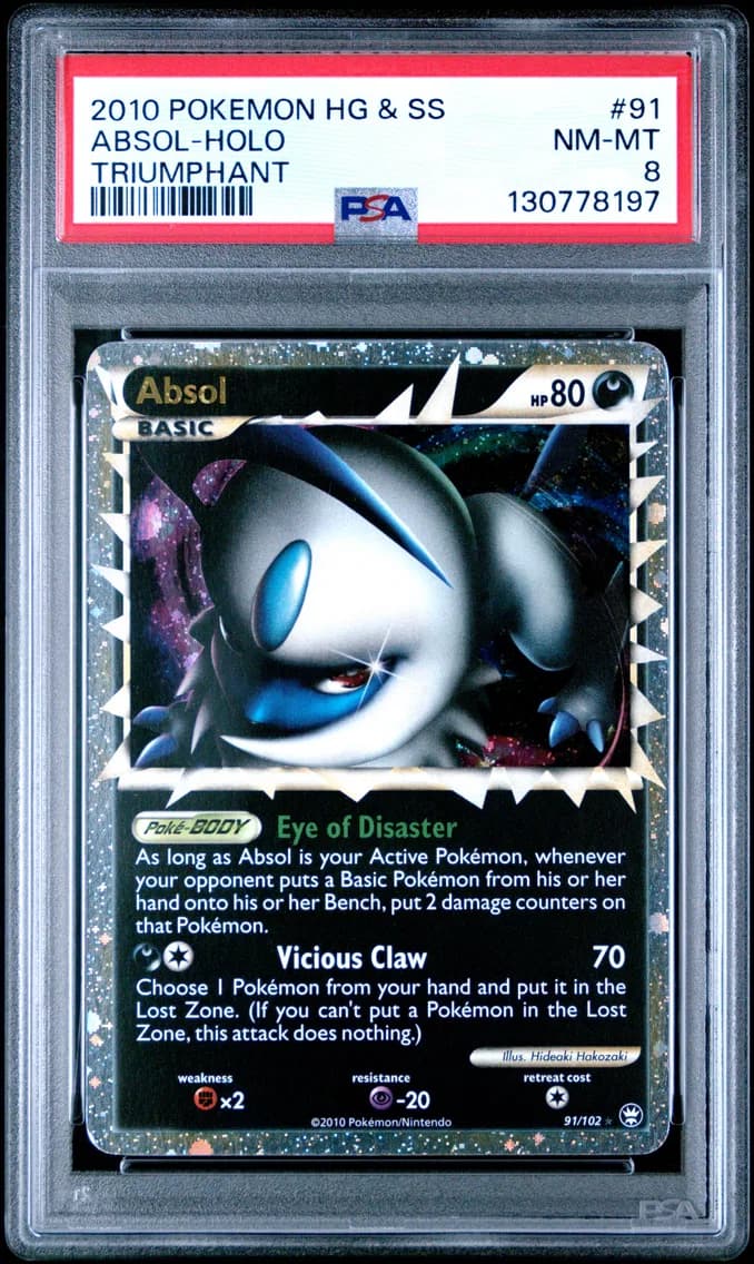 Absol-Holo, Heartgold & Soulsilver Triumphant, PSA 8