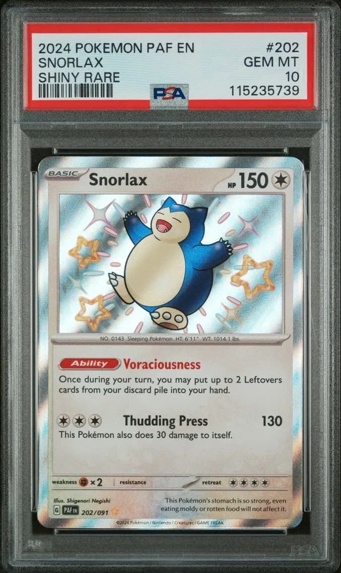 Snorlax, Paldean Fates, PSA 10