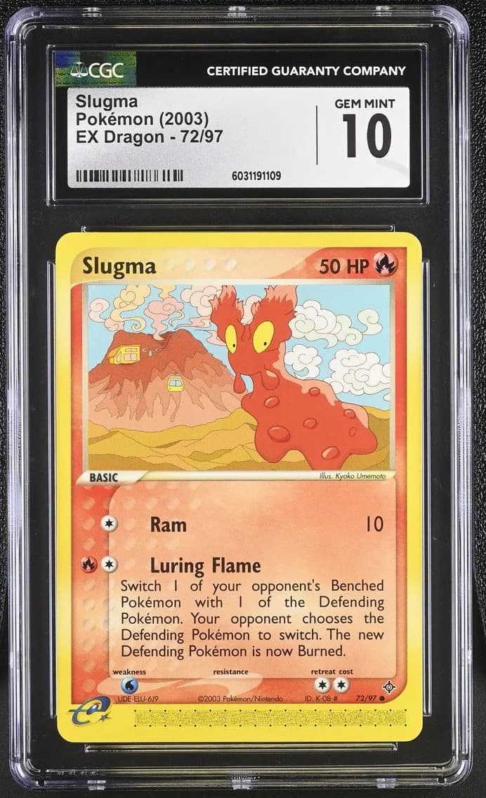 Slugma, EX Dragon (2003 Copyright, w/ "e" Symbol), CGC 10