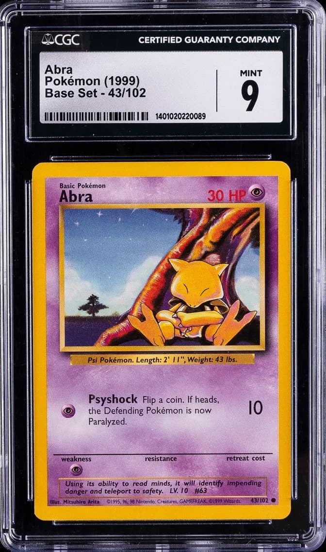 Abra, Base Set - Unlimited, CGC 9