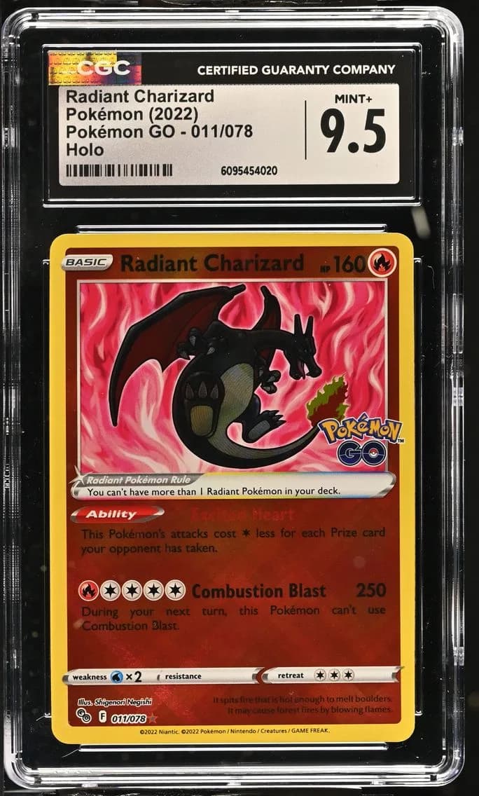 Radiant Charizard, Pokémon GO, CGC 9.5