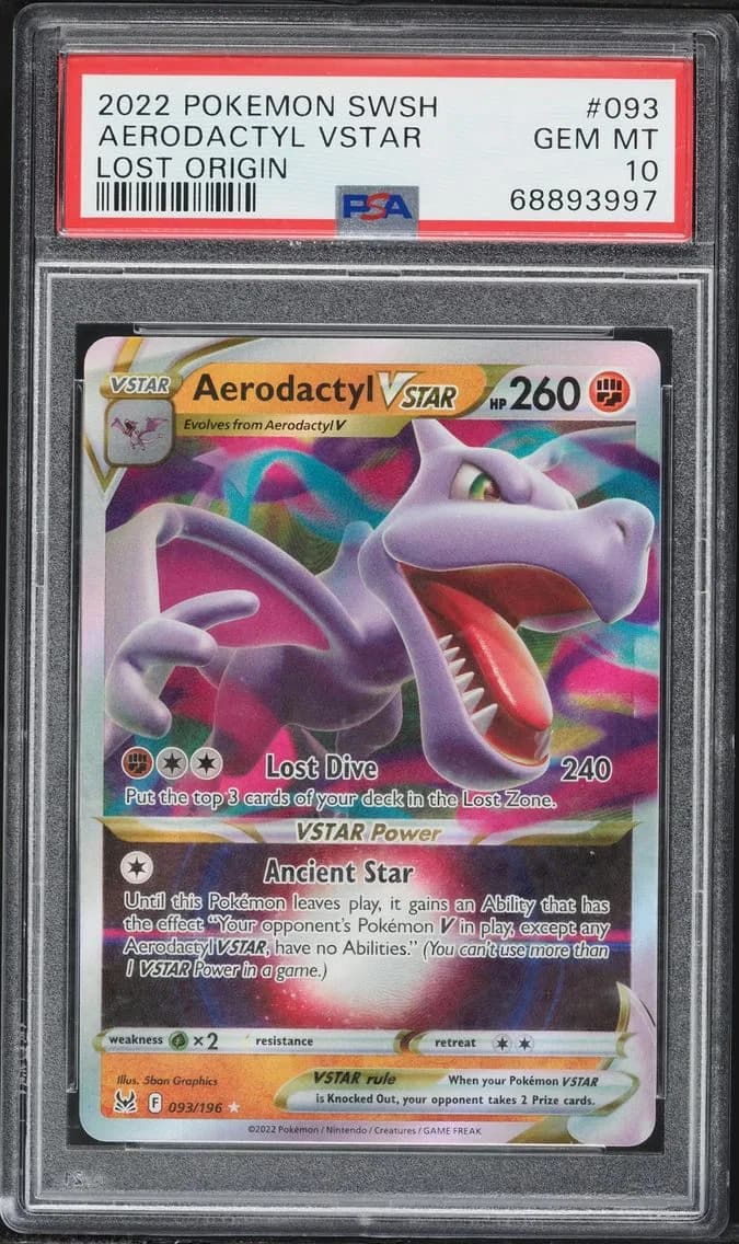 Aerodactyl VSTAR, Sword & Shield Lost Origin, PSA 10