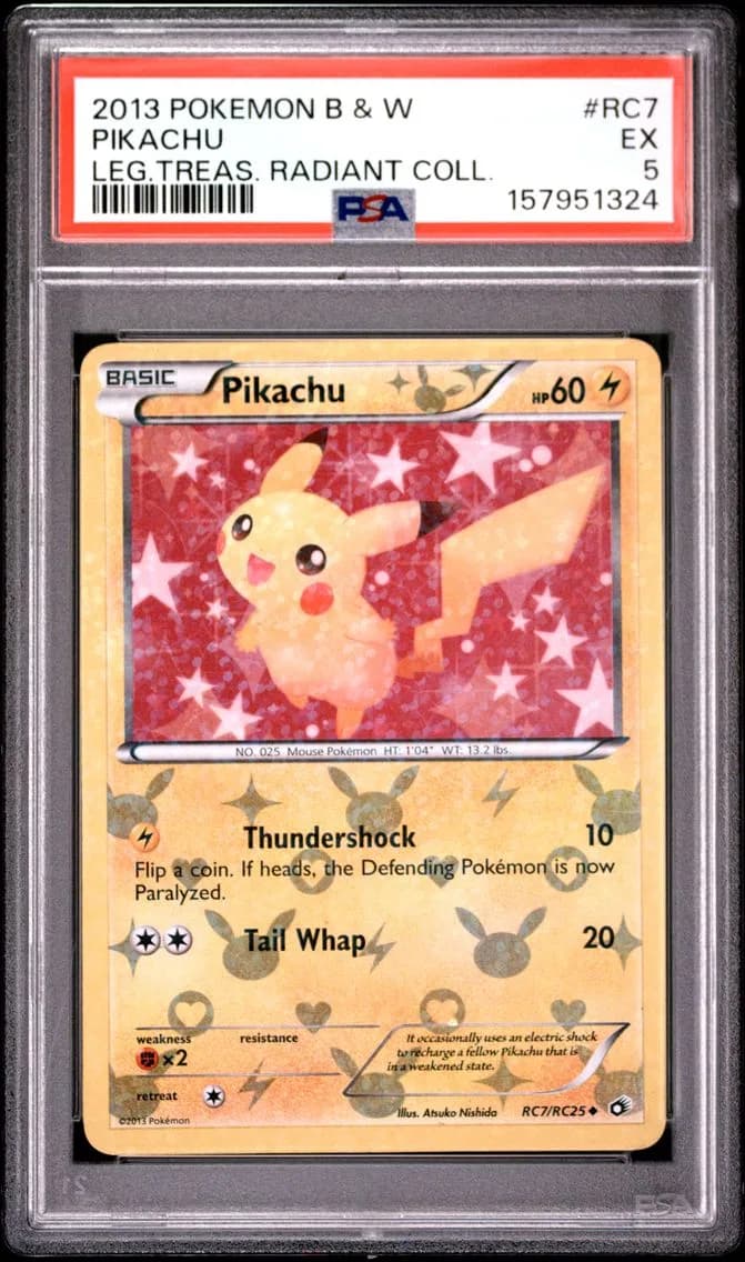 Pikachu, Black & White Legendary Treasures Radiant Collection, PSA 5